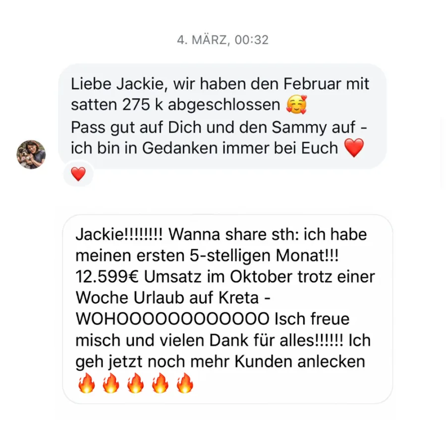 Nachricht: Februar mit 275 k abgeschlossen, dazu erster fünfstelliger Monat mit 12.599 Umsatz im Oktober