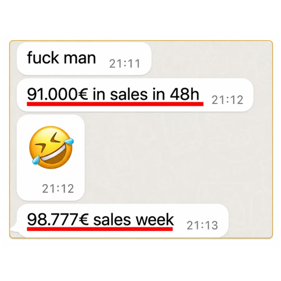 WhatsApp: 91.000 in sales in 48 Stunden, 98.777 in einer Verkaufswoche