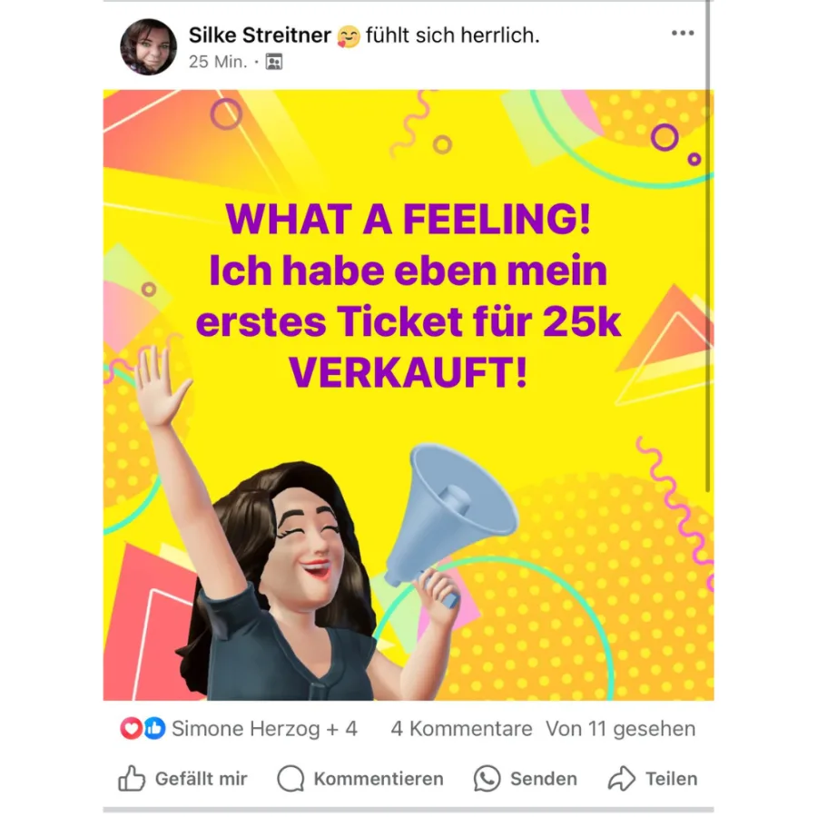 Facebook-Post: erstes Ticket für 25k verkauft