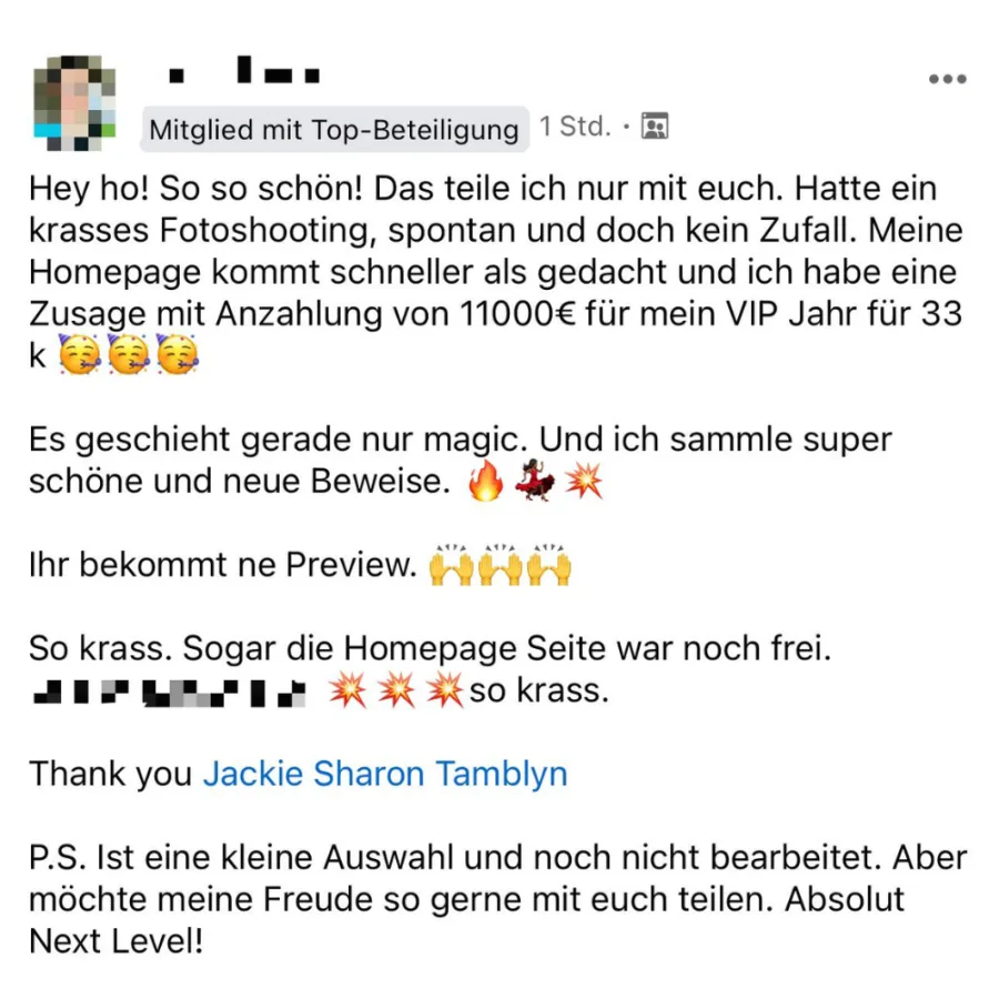 Community-Post: Zusage mit 11.000 Anzahlung für ein VIP-Jahr über 33k